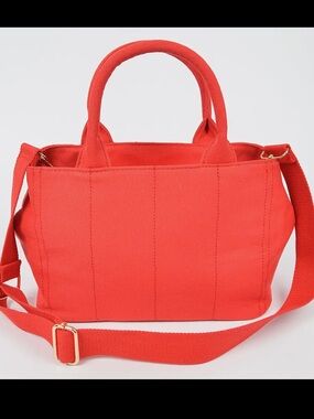 ShopEvelynne Red Canvas Tote with Removable Strap